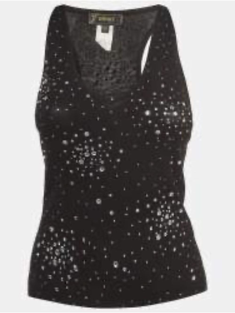 Versace Black Studded with Swarovski Crystals Racerback Tank Top